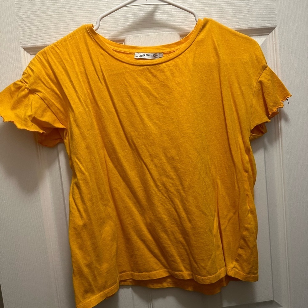 ZARA Marigold Ruffle Sleeve Tee